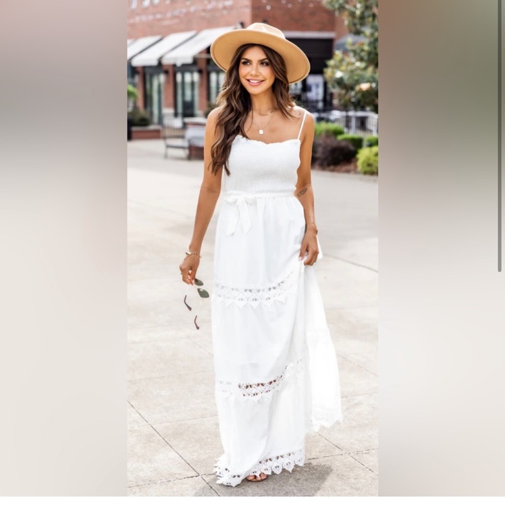 A Daily Reminder smocked white dress